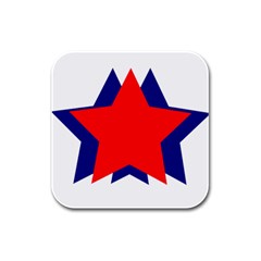 Stars Red Blue Rubber Square Coaster (4 Pack) 