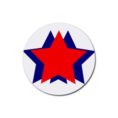 Stars Red Blue Rubber Round Coaster (4 Pack) 