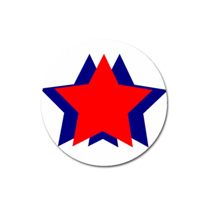 Stars Red Blue Magnet 3  (Round)