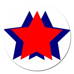 Stars Red Blue Magnet 5  (round) by Mariart