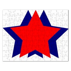 Stars Red Blue Rectangular Jigsaw Puzzl by Mariart