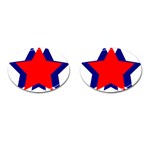 Stars Red Blue Cufflinks (Oval) Front(Pair)