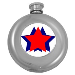 Stars Red Blue Round Hip Flask (5 Oz) by Mariart