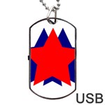 Stars Red Blue Dog Tag USB Flash (One Side) Front