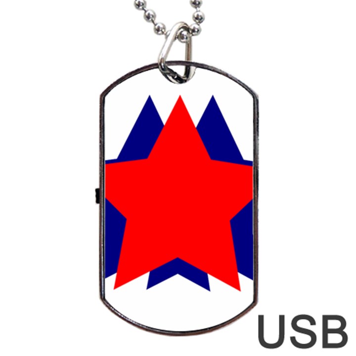 Stars Red Blue Dog Tag USB Flash (One Side)