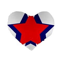 Stars Red Blue Standard 16  Premium Flano Heart Shape Cushions by Mariart