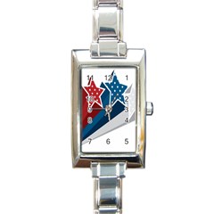 Star Red Blue White Line Space Rectangle Italian Charm Watch by Mariart