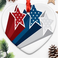 Star Red Blue White Line Space Ornament (heart)