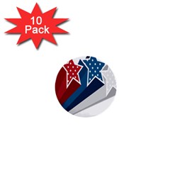 Star Red Blue White Line Space 1  Mini Buttons (10 Pack) 