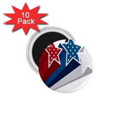 Star Red Blue White Line Space 1 75  Magnets (10 Pack) 