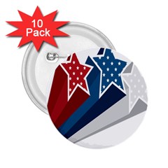 Star Red Blue White Line Space 2 25  Buttons (10 Pack) 