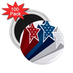 Star Red Blue White Line Space 2 25  Magnets (100 Pack) 