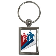 Star Red Blue White Line Space Key Chains (rectangle) 