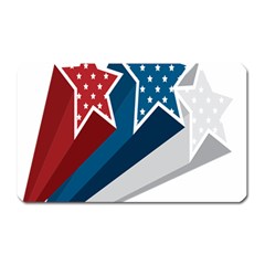 Star Red Blue White Line Space Magnet (rectangular)