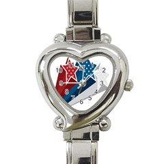 Star Red Blue White Line Space Heart Italian Charm Watch