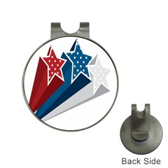 Star Red Blue White Line Space Hat Clips With Golf Markers by Mariart