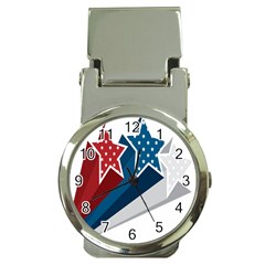 Star Red Blue White Line Space Money Clip Watches by Mariart