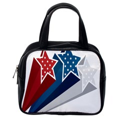 Star Red Blue White Line Space Classic Handbags (one Side) by Mariart