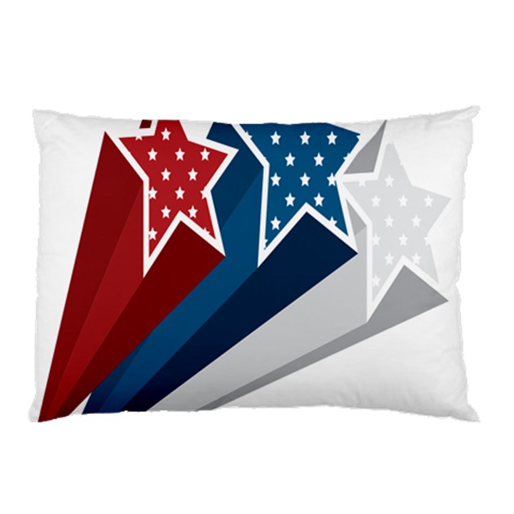 Star Red Blue White Line Space Pillow Case