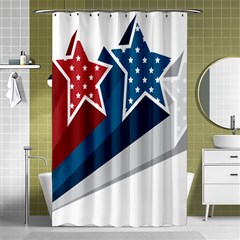 Star Red Blue White Line Space Shower Curtain 48  X 72  (small)  by Mariart