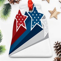 Star Red Blue White Line Space Ornament (bell)