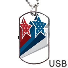 Star Red Blue White Line Space Dog Tag Usb Flash (two Sides)