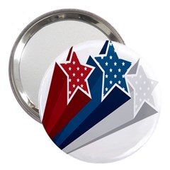 Star Red Blue White Line Space 3  Handbag Mirrors by Mariart