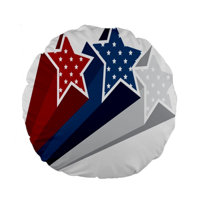 Star Red Blue White Line Space Standard 15  Premium Round Cushions