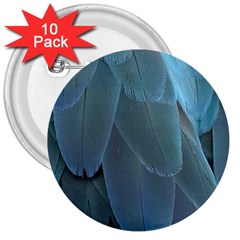 Feather Plumage Blue Parrot 3  Buttons (10 Pack)  by Nexatart