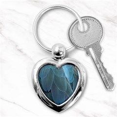 Feather Plumage Blue Parrot Key Chains (heart)  by Nexatart