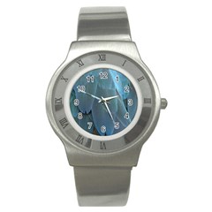 Feather Plumage Blue Parrot Stainless Steel Watch by Nexatart