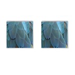 Feather Plumage Blue Parrot Cufflinks (Square) Front(Pair)