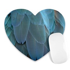 Feather Plumage Blue Parrot Heart Mousepads by Nexatart