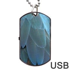 Feather Plumage Blue Parrot Dog Tag Usb Flash (two Sides) by Nexatart