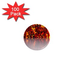 Effect Pattern Brush Red Orange 1  Mini Magnets (100 Pack)  by Nexatart