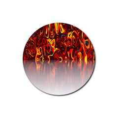 Effect Pattern Brush Red Orange Rubber Coaster (round)  by Nexatart