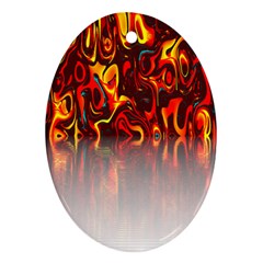 Effect Pattern Brush Red Orange Oval Ornament (two Sides) by Nexatart