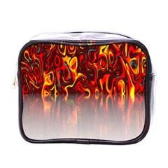 Effect Pattern Brush Red Orange Mini Toiletries Bags by Nexatart