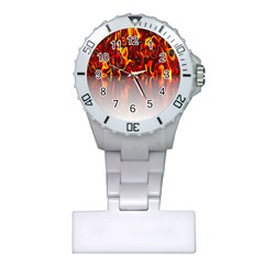 Effect Pattern Brush Red Orange Plastic Nurses Watch by Nexatart