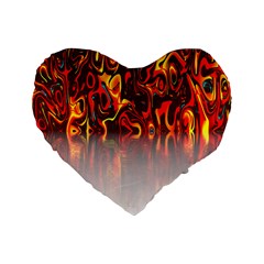 Effect Pattern Brush Red Orange Standard 16  Premium Flano Heart Shape Cushions by Nexatart