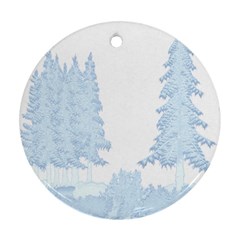 Winter Snow Trees Forest Ornament (round) by Nexatart