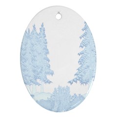 Winter Snow Trees Forest Ornament (oval) by Nexatart