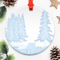 Winter Snow Trees Forest Round Ornament (two Sides) by Nexatart