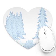 Winter Snow Trees Forest Heart Mousepads by Nexatart