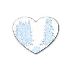 Winter Snow Trees Forest Heart Coaster (4 Pack)  by Nexatart