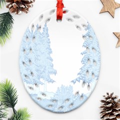 Winter Snow Trees Forest Ornament (oval Filigree) by Nexatart