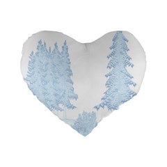 Winter Snow Trees Forest Standard 16  Premium Flano Heart Shape Cushions by Nexatart