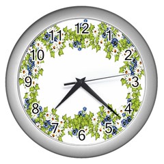 Birthday Card Flowers Daisies Ivy Wall Clocks (silver) 