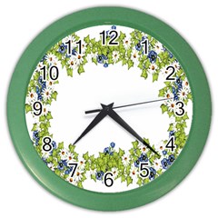 Birthday Card Flowers Daisies Ivy Color Wall Clocks by Nexatart