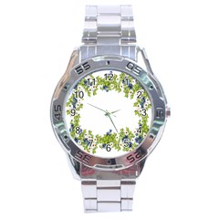 Birthday Card Flowers Daisies Ivy Stainless Steel Analogue Watch by Nexatart